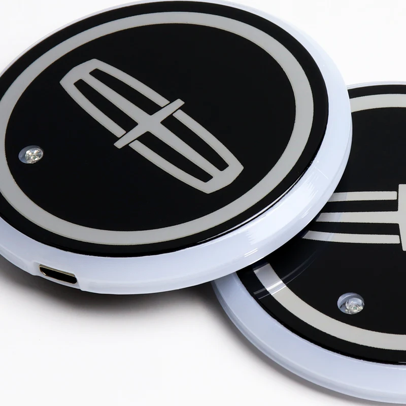 For Lincoln Colorful LED Car Cup Holder Pad Mat Interior Atmosphere Lights 2PCS - Image 4