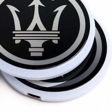 For MASERATI Switchable 7 Color LED Cup Holder Car Button Mat Atmosphere Light 2PCS - Image 3