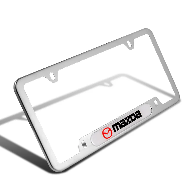 2 pcs Set MAZDA 3 6 CX-5 Stainless Steel Silver Metal License Plate Frame New - Image 3