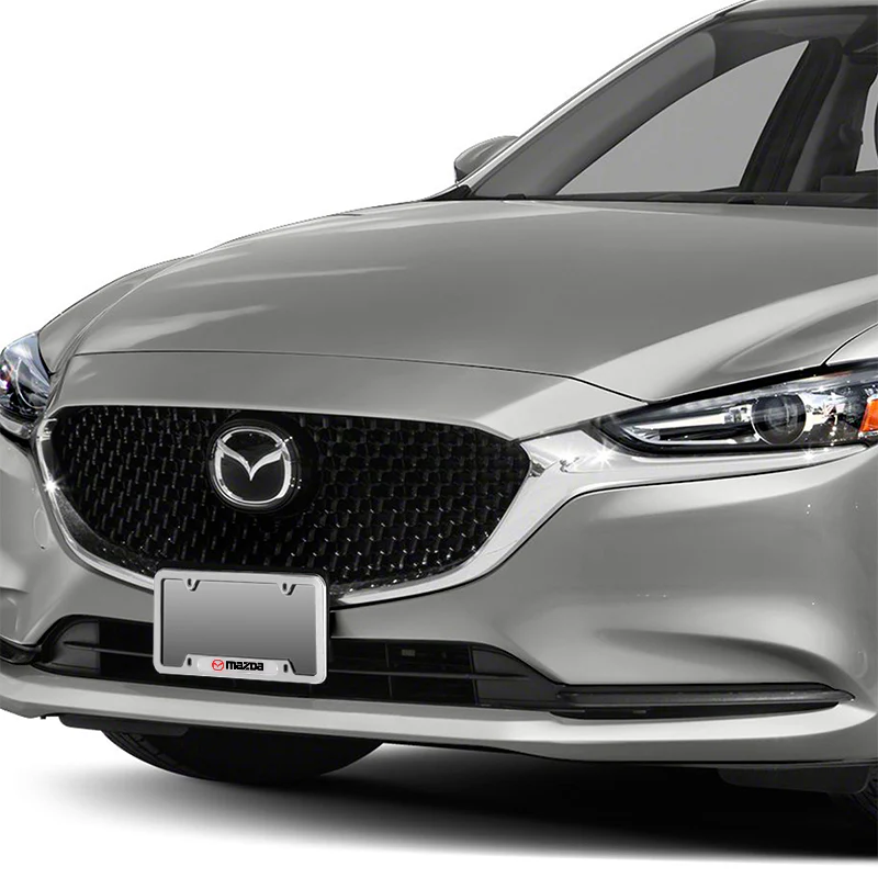 2 pcs Set MAZDA 3 6 CX-5 Stainless Steel Silver Metal License Plate Frame New - Image 4