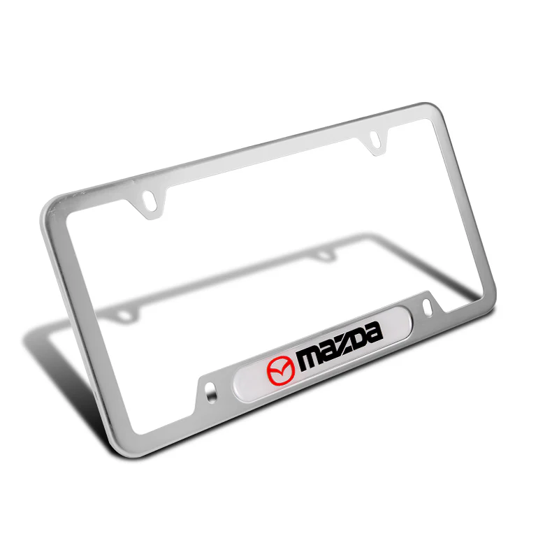 2 pcs Set MAZDA 3 6 CX-5 Stainless Steel Silver Metal License Plate Frame New - Image 7