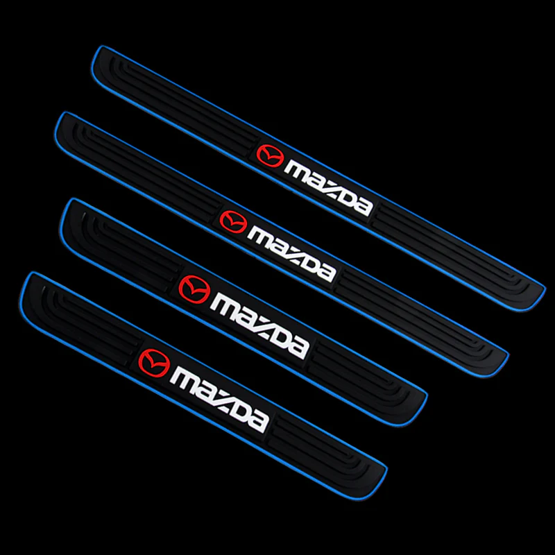 For Mazda Blue trimmed Car Door Scuff Sill Cover Panel Step Rubber Protector NEW 4PCS - Image 3