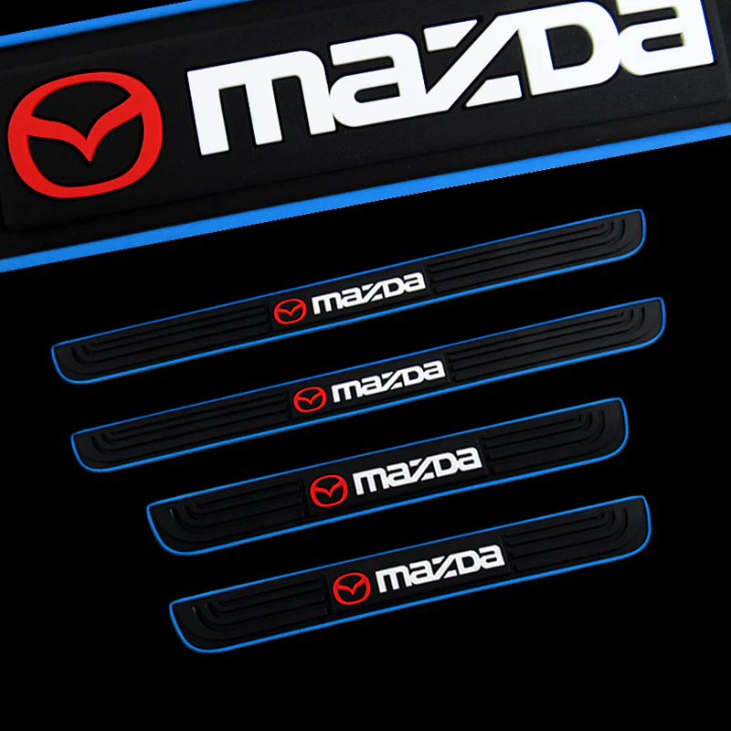 For Mazda Blue trimmed Car Door Scuff Sill Cover Panel Step Rubber Protector NEW 4PCS - Image 5