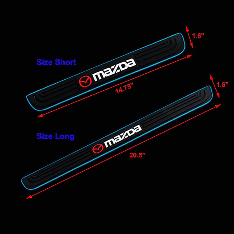For Mazda Blue trimmed Car Door Scuff Sill Cover Panel Step Rubber Protector NEW 4PCS - Image 6