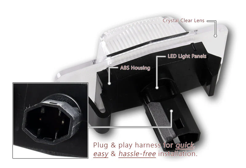 For Mazda Ford Mercury White 24-SMD LED License Plate Lights Lamps with License Plate Frame - Image 3
