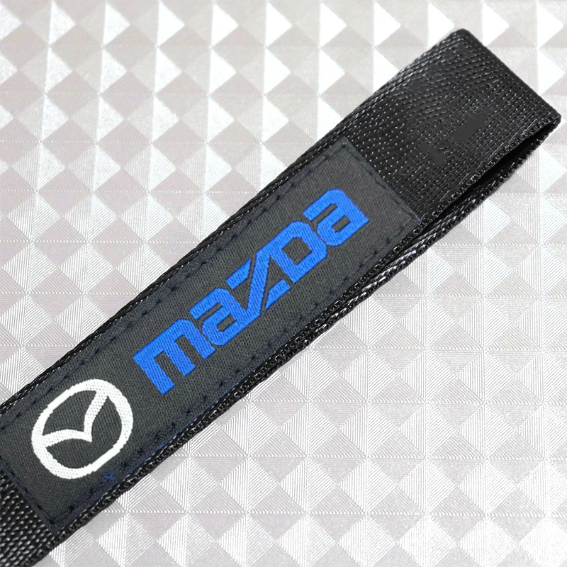 For Mazda Racing Logo Keychain Metal Key Ring Hook Black Strap Nylon Lanyard - Image 5