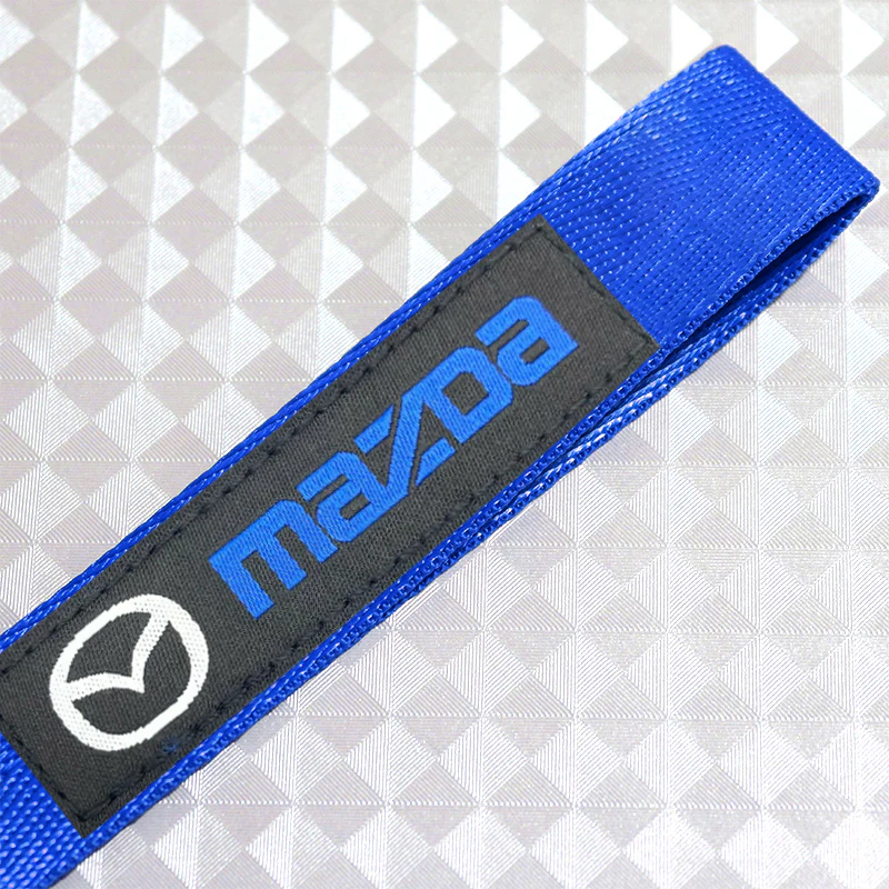For Mazda Racing Logo Keychain Metal Key Ring Hook Blue Strap Nylon Lanyard - Image 5