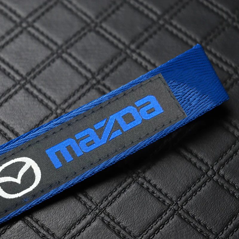 For Mazda Racing Logo Keychain Metal Key Ring Hook Blue Strap Nylon Lanyard - Image 7