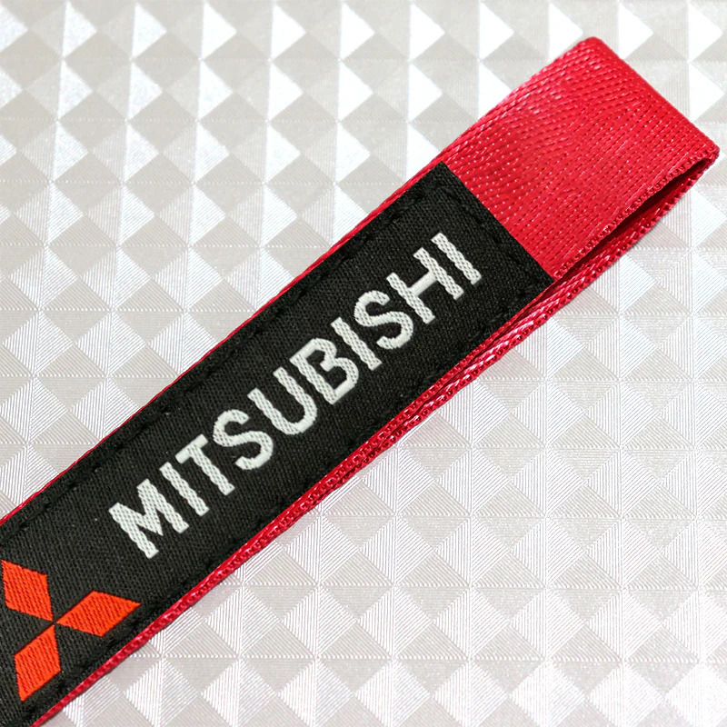 For Mitsubishi Motors Logo Keychain Metal Key Ring Hook Red Strap Nylon Lanyard - Image 5