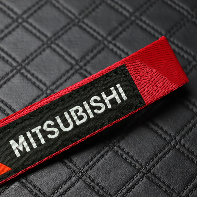 For Mitsubishi Motors Logo Keychain Metal Key Ring Hook Red Strap Nylon Lanyard - Image 7
