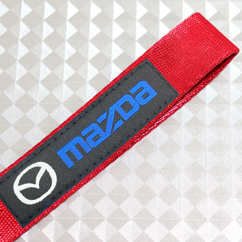 For Mazda Racing Logo Keychain Metal Key Ring Hook Red Strap Nylon Lanyard - Image 5