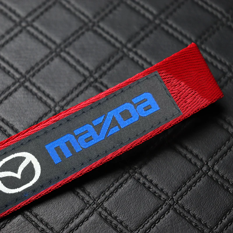 For Mazda Racing Logo Keychain Metal Key Ring Hook Red Strap Nylon Lanyard - Image 7