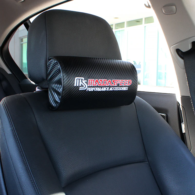 For MazdaSpeed Carbon Look Embroidery Car neck rest pillow 2pcs & seat belt cover Set - Image 2