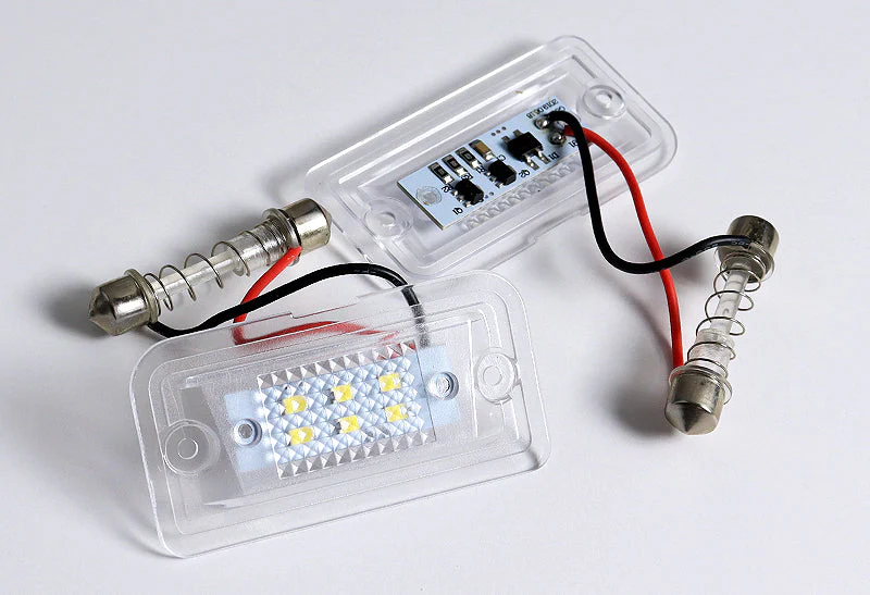 For Mercedes C CLK SL SLR Class W203 A209 R230 R199 SMD LED License Plate Lights with Bumper Badge Scratch Guard Set - Image 5
