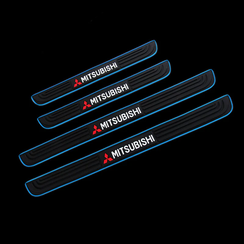 For Mitsubishi Blue/Black Rubber Car Door Scuff Sill Cover Panel Step Protector - Image 6