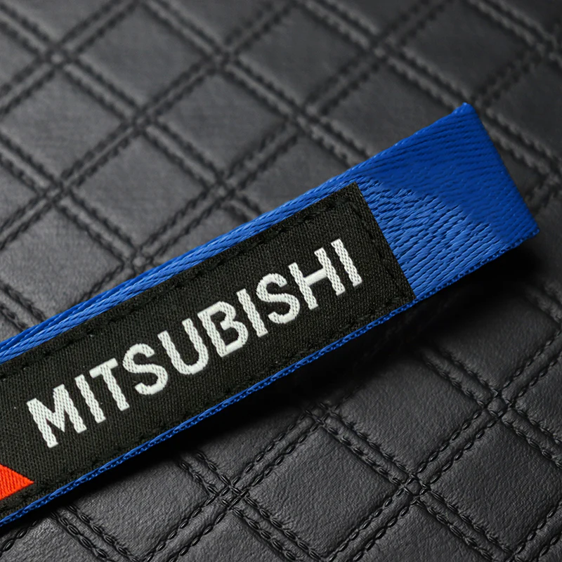 For Mitsubishi Motors Logo Keychain Metal Key Ring Hook Blue Strap Nylon Lanyard - Image 6