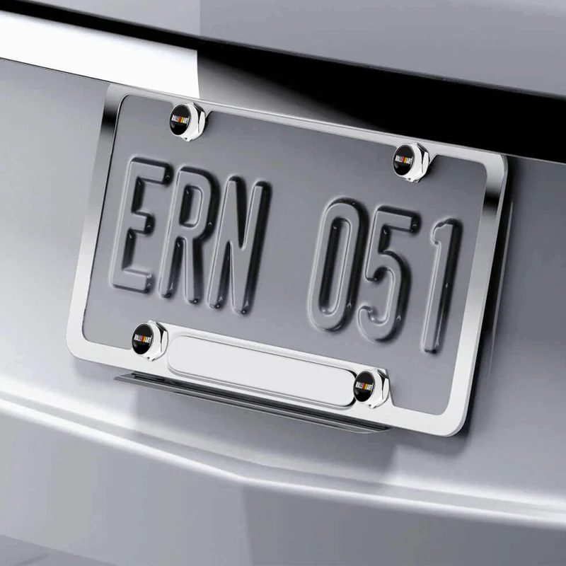 For Mitsubishi RALLIART Chrome Car License Plate Bolts Frame Screw Caps Covers - Image 4