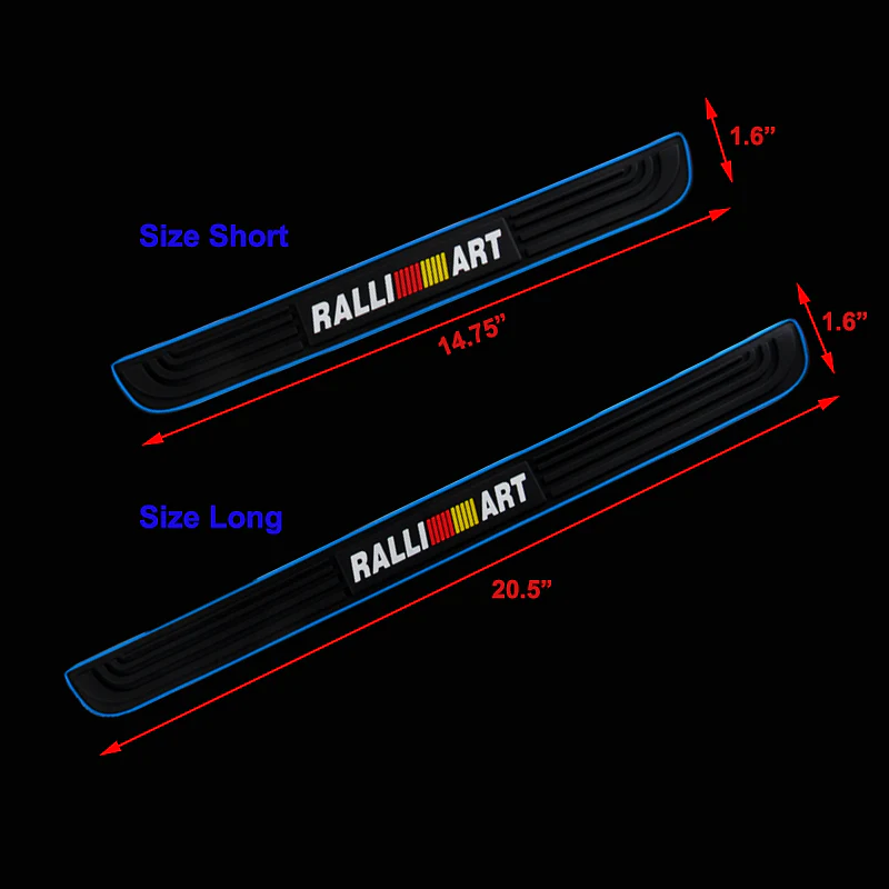 For Mitsubishi RALLIART Rubber Blue Trimmed Car Door Scuff Sill Cover Panel Step Protector - Image 6