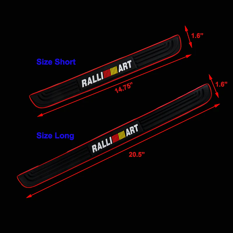 For Mitsubishi RALLIART Rubber Red Trimmed Car Door Scuff Sill Cover Panel Step Protector - Image 6