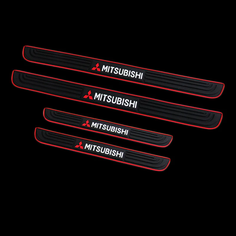 For Mitsubishi Red/Black Rubber Car Door Scuff Sill Cover Panel Step Protector - Image 3
