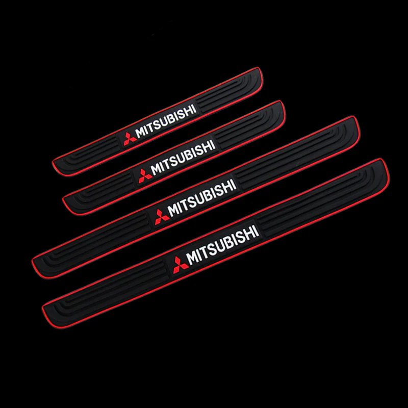 For Mitsubishi Red/Black Rubber Car Door Scuff Sill Cover Panel Step Protector - Image 6