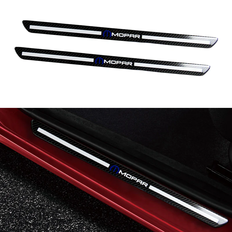 For MOPAR Carbon Fiber Car Door Welcome Plate Sill Scuff Cover Decal Sticker 4pc Set - Image 5