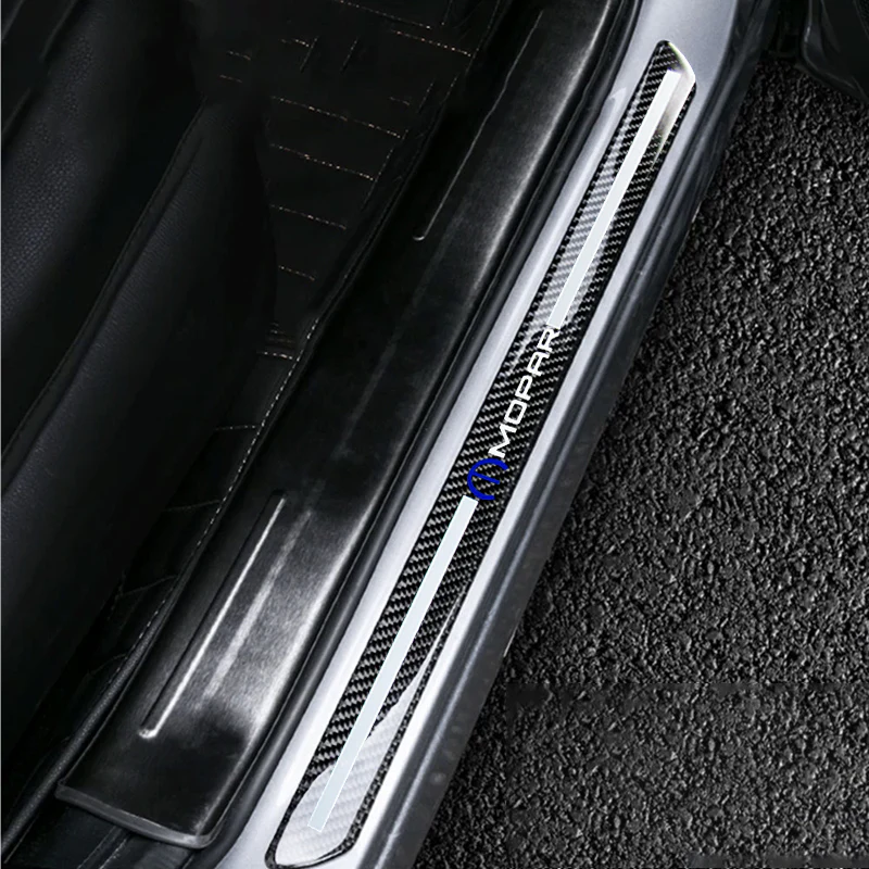 For MOPAR Carbon Fiber Car Door Welcome Plate Sill Scuff Cover Decal Sticker 4pc Set - Image 6