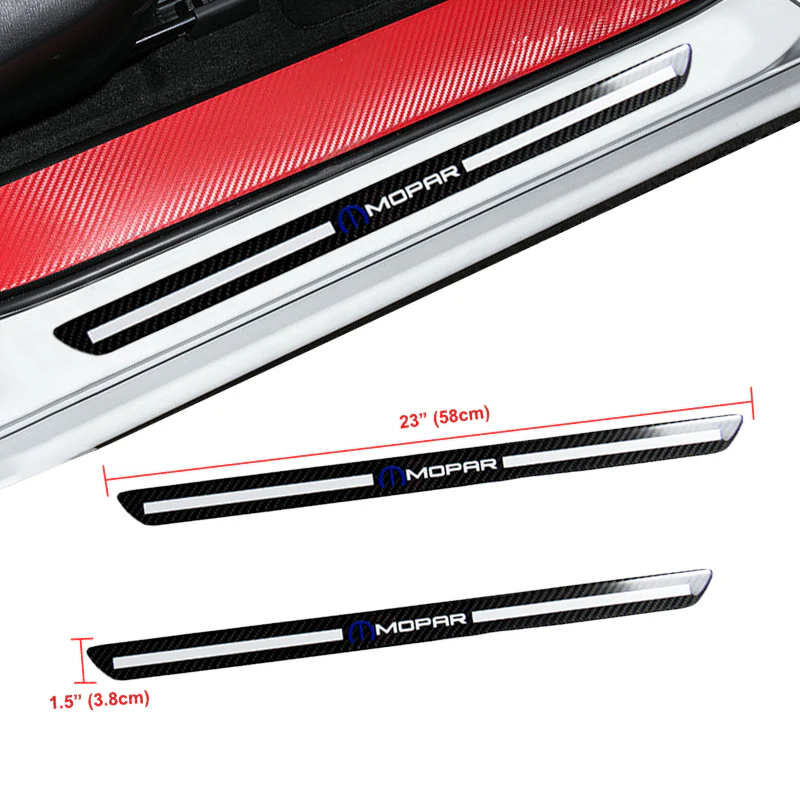 For MOPAR Carbon Fiber Car Front Door Welcome Plate Sill Scuff Cover Decal Sticker 2pc Set - Image 3