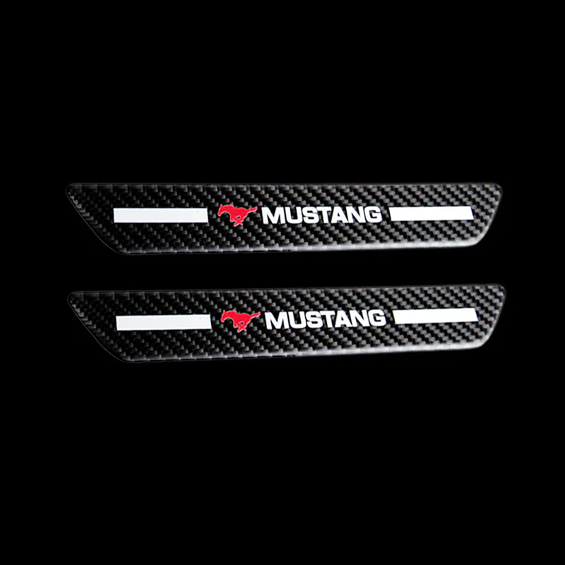 For Mustang Carbon Fiber Car Door Welcome Plate Sill Scuff Cover Decal Sticker 4pc Set - Image 3