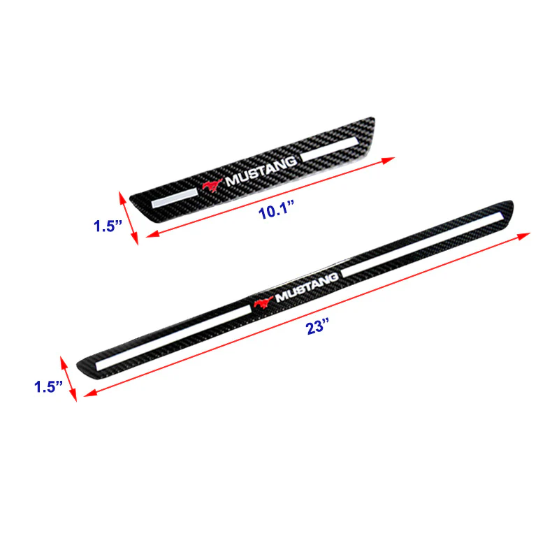 For Mustang Carbon Fiber Car Door Welcome Plate Sill Scuff Cover Decal Sticker 4pc Set - Image 4
