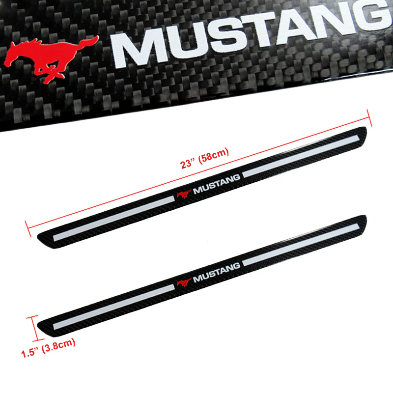 For Mustang Carbon Fiber Car Front Door Welcome Plate Sill Scuff Cover Decal Sticker 2pc Set - Image 3