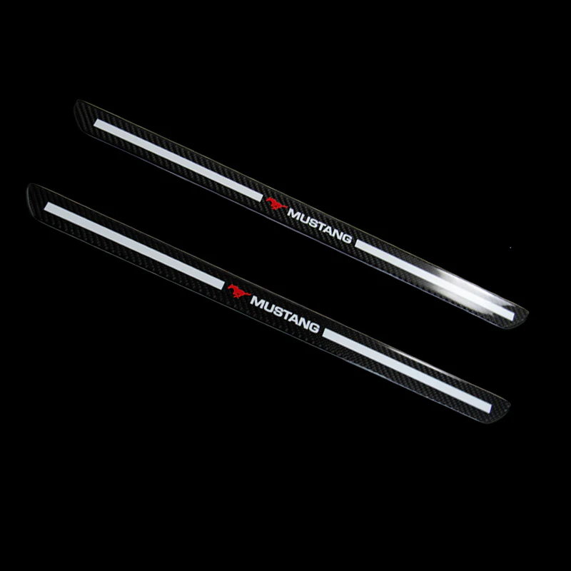 For Mustang Carbon Fiber Car Front Door Welcome Plate Sill Scuff Cover Decal Sticker 2pc Set - Image 5