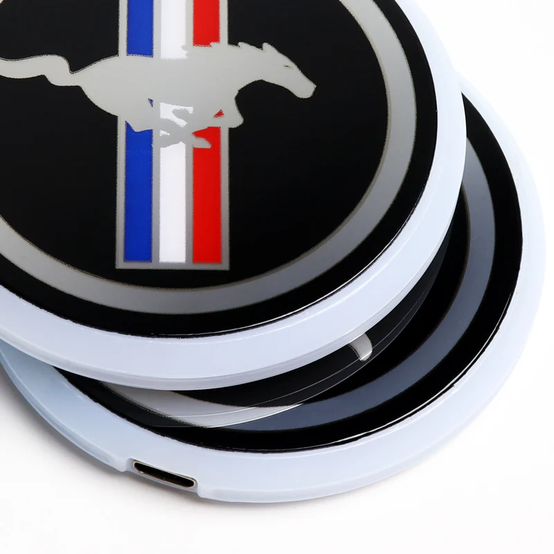 For Mustang Colorful LED Car Cup Holder Pad Mat Interior Atmosphere Lights 2PCS - Image 4