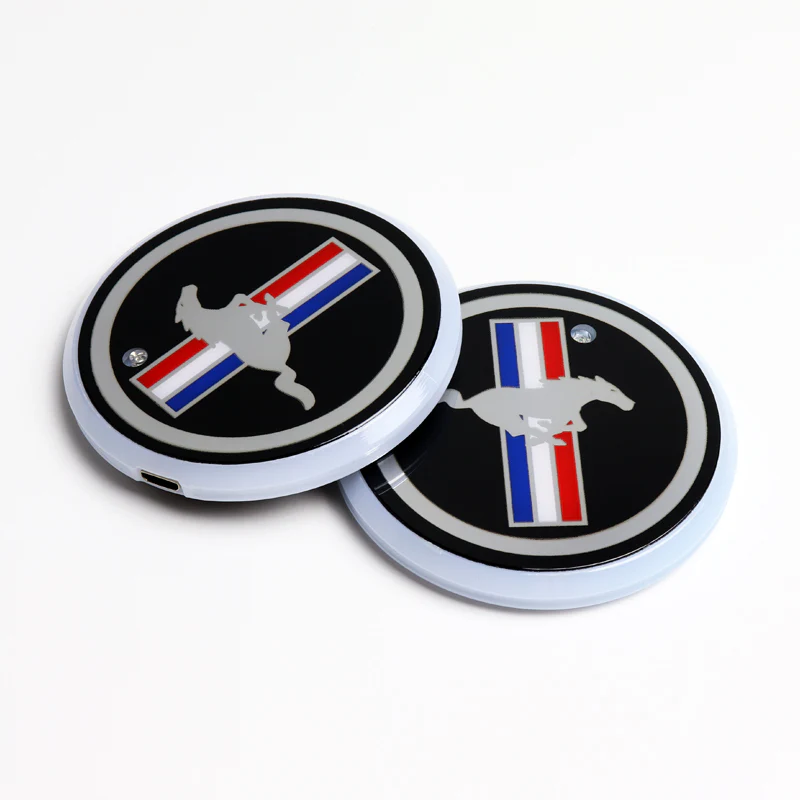 For Mustang Colorful LED Car Cup Holder Pad Mat Interior Atmosphere Lights 2PCS - Image 5