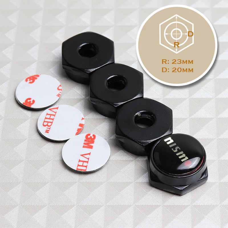 For Nismo Racing Car License Plate Frame Screw Bolt Cap Cover Bolts Nut Black X4 - Image 5