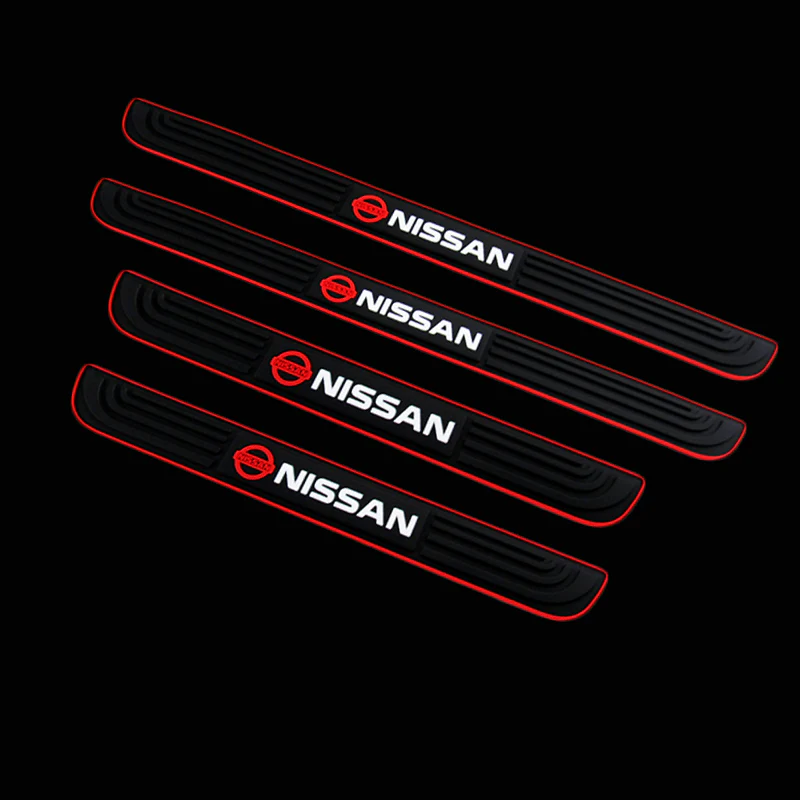 For Nissan 4PCS Black Rubber Car Door Scuff Sill Cover Panel Step Protector - Image 4