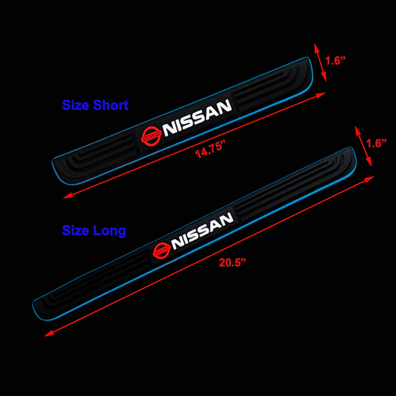 For Nissan 4PCS Blue framed Rubber Car Door Scuff Sill Cover Panel Step Protector - Image 5