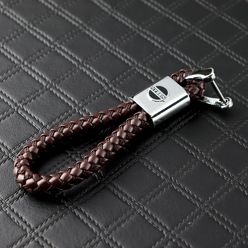 Nissan Brown BV Style Calf Leather Keychain - Image 3