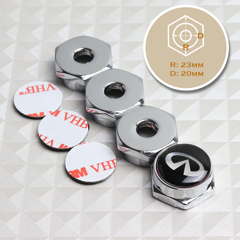 For NISSAN INFINITI Metal License Plate Frame Screw Bolt Cap Cover Holder Chrome - Image 5