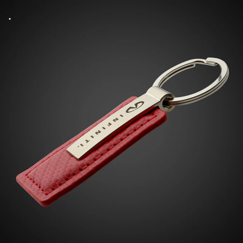 For NISSAN INFINITI New Key Ring RED Carbon Fiber Leather Rectangular Keychain - KC1552 - Image 2