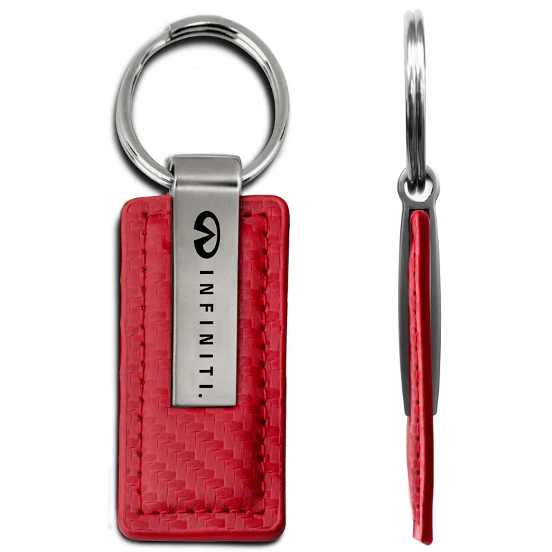 For NISSAN INFINITI New Key Ring RED Carbon Fiber Leather Rectangular Keychain - KC1552 - Image 5