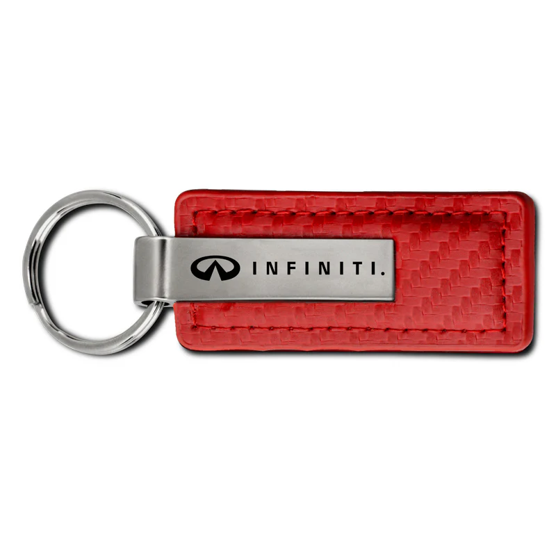 For NISSAN INFINITI New Key Ring RED Carbon Fiber Leather Rectangular Keychain - KC1552 - Image 6