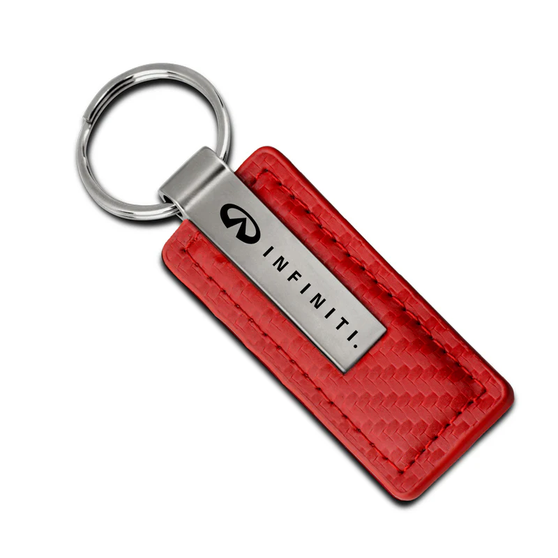 For NISSAN INFINITI New Key Ring RED Carbon Fiber Leather Rectangular Keychain - KC1552 - Image 8