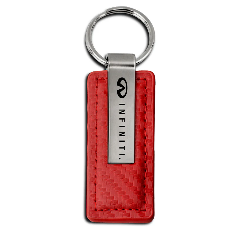 For NISSAN INFINITI New Key Ring RED Carbon Fiber Leather Rectangular Keychain - KC1552 - Image 9