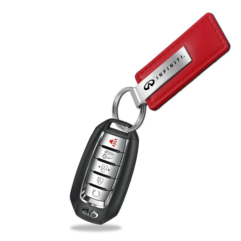 For NISSAN INFINITI New Key Ring RED Leather Rectangular Keychain - KC1542.INF - Image 2