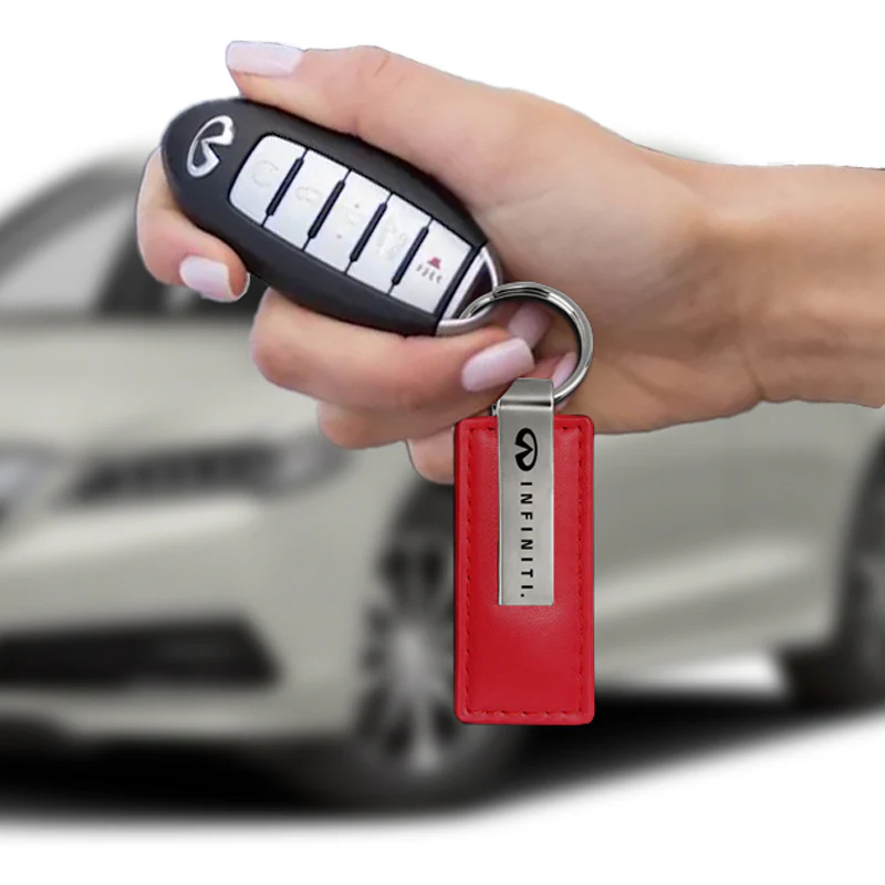 For NISSAN INFINITI New Key Ring RED Leather Rectangular Keychain - KC1542.INF - Image 6