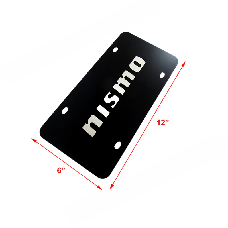 For Nissan NISMO Logo Front Black Stainless Steel License Plate Frame with Caps - Image 2