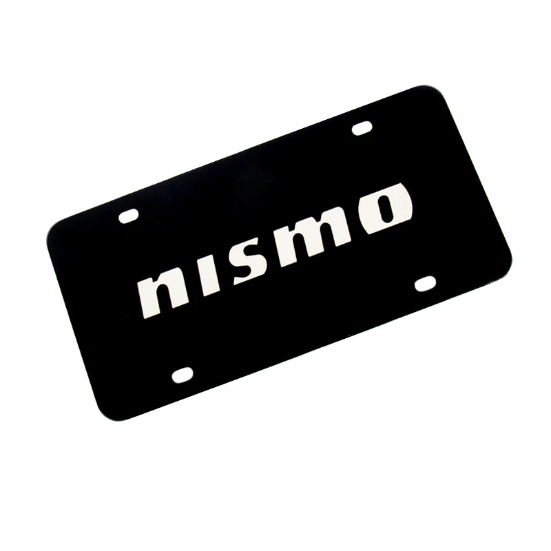 For Nissan NISMO Logo Front Black Stainless Steel License Plate Frame with Caps - Image 3