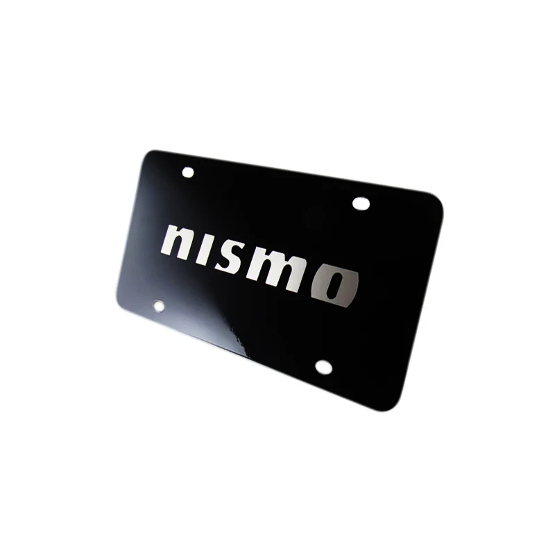 For Nissan NISMO Logo Front Black Stainless Steel License Plate Frame with Caps - Image 4