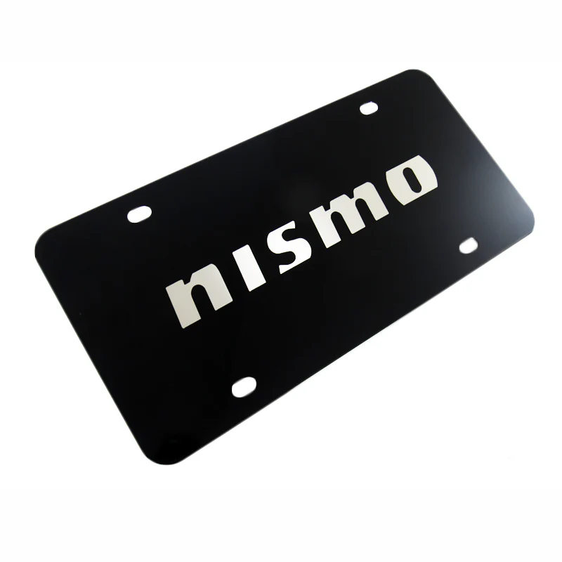 For Nissan NISMO Logo Front Black Stainless Steel License Plate Frame with Caps - Image 6
